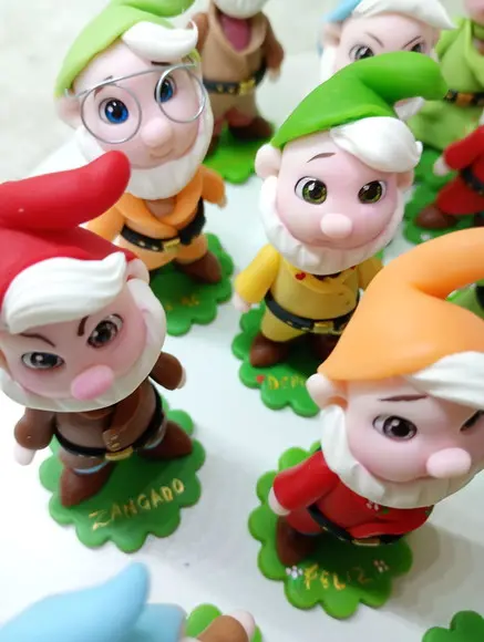 Apliques Anões Branca de Neve em Biscuit