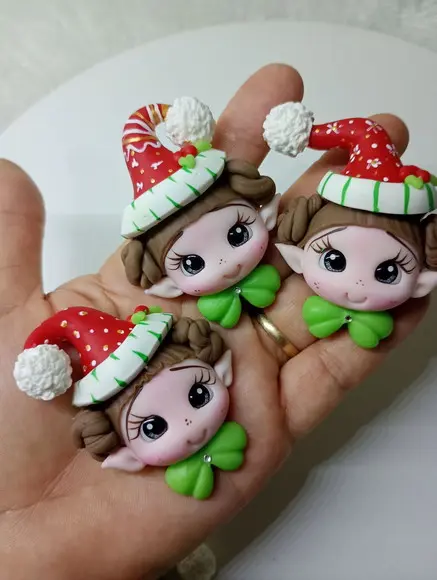 Apliques Duendes Noel em Biscuit