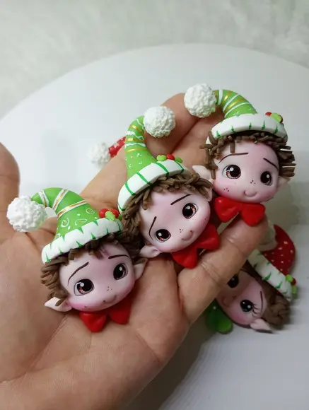 Apliques Duendes Noel em Biscuit
