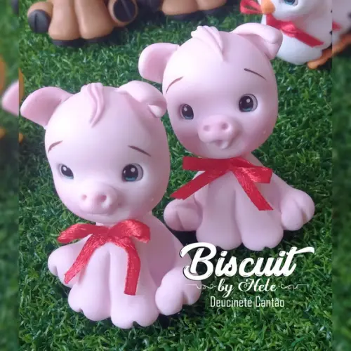 Apliques Fazendinha Porquinho em Biscuit