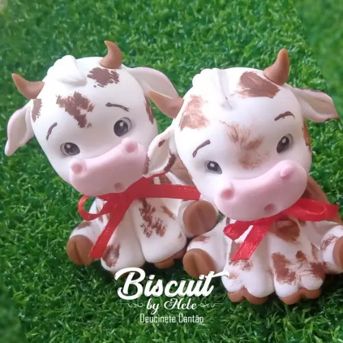 Apliques Fazendinha Vaquinha em Biscuit