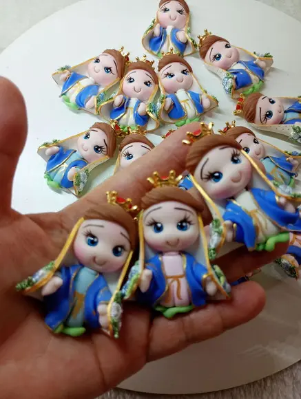 Apliques Nossa Senhora das Graças em Biscuit