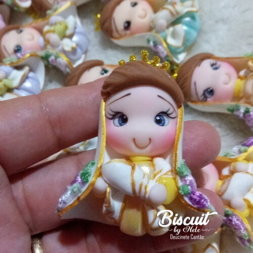 Apliques Nossa Senhora de Nazaré em Biscuit