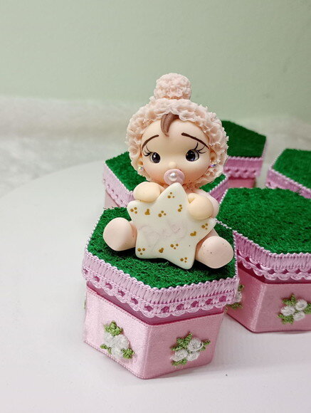 Caixinhas Bebê Estrelinha Menina em Biscuit 1