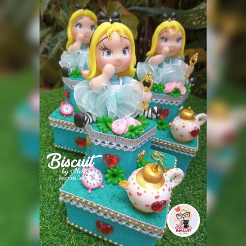 Caixinhas de Acrílico Duplo Luxo Alice em Biscuit