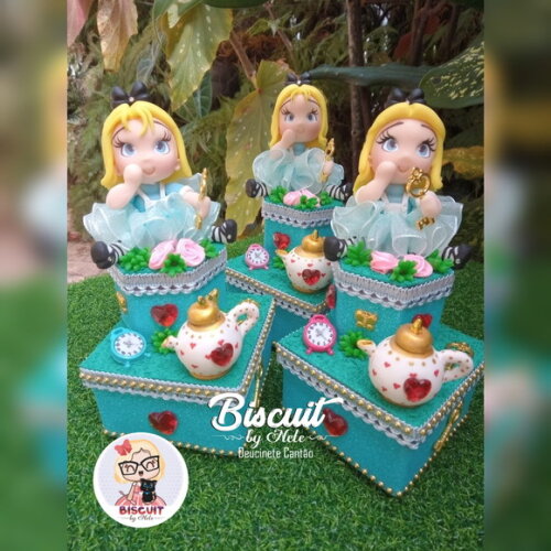 Caixinhas de Acrílico Duplo Luxo Alice em Biscuit
