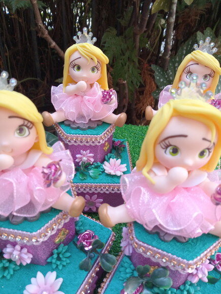 Caixinhas de Acrílico Duplo Luxo Princesa Aurora em Biscuit