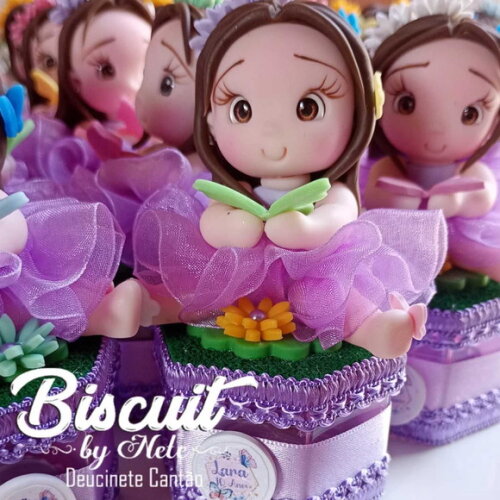Caixinhas Sextavada Menininhas com Borboletinhas em Biscuit