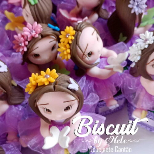 Caixinhas Sextavada Menininhas com Borboletinhas em Biscuit