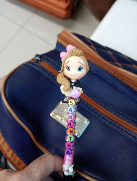 Caneta Boneca Fashion com Nome em Biscuit