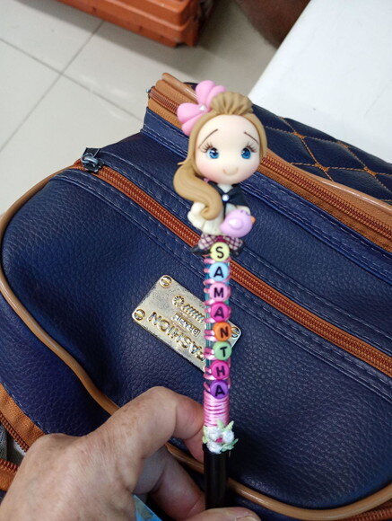 Caneta Boneca Fashion com Nome em Biscuit