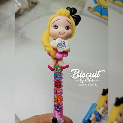 Caneta Professora com Nome em Biscuit