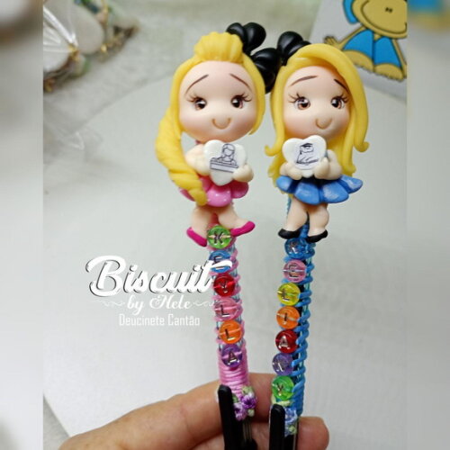 Caneta Professora com Nome em Biscuit