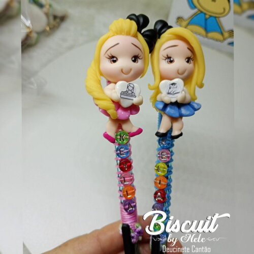 Caneta Professora com Nome em Biscuit