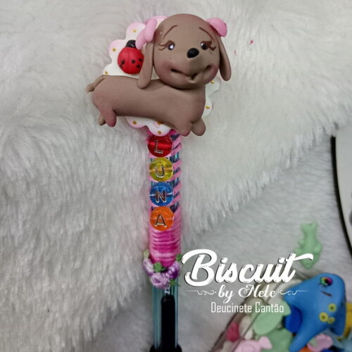 Caneta Pet com Nome em Biscuit