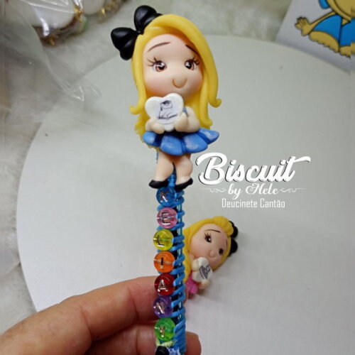 Caneta Professora com Nome em Biscuit