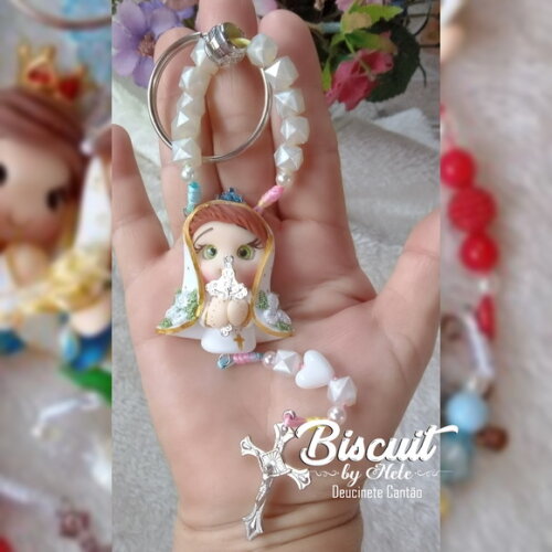 Chaveiro Dezena Nossa Senhora de Fátima em Biscuit
