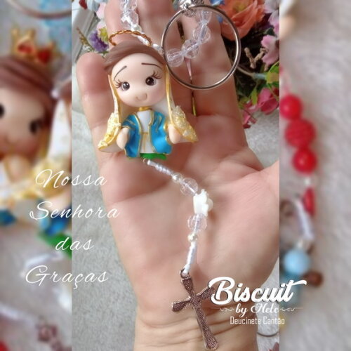 Chaveiro Dezena Nossa Senhora das Graças em Biscuit