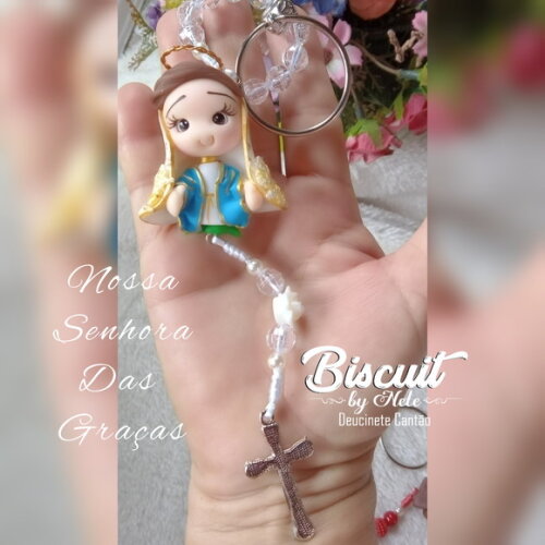 Chaveiro Dezena Nossa Senhora das Graças em Biscuit