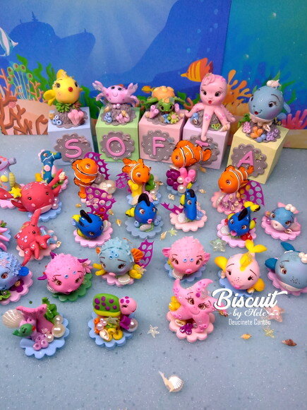 Cubos Personalizados Fundo do Mar em mdf e Biscuit