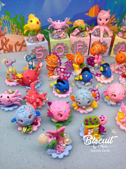 Cubos Personalizados Fundo do Mar em mdf e Biscuit