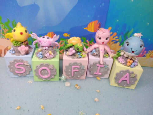 Cubos Personalizados Fundo do Mar em mdf e Biscuit1