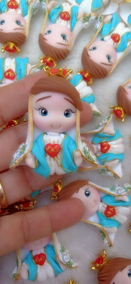 Ímãs de Geladeira Imaculado Coração de Maria em Biscuit