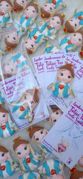 Ímãs de Geladeira Imaculado Coração de Maria em Biscuit
