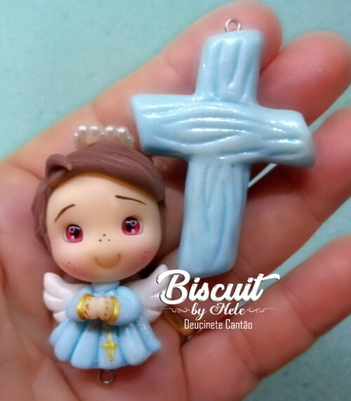 Kit Entremeio para Terços Anjinho Azul em Biscuit