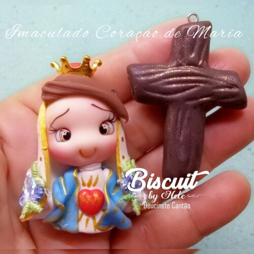 Kit Entremeios Imaculado Coração de Maria em Biscuit