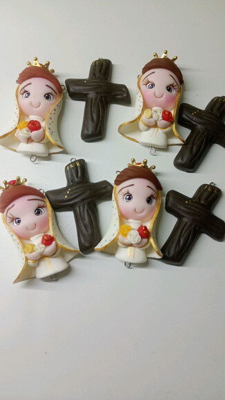 Kit Nossa Senhora da Rosa Mística em Biscuit (kit com 4)