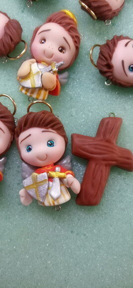 Kit para Terços Arcanjo São Miguel em Biscuit (kit com 4)