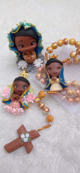 Kit Presente Nossa Senhora de Aparecida em Biscuit Mod. 2