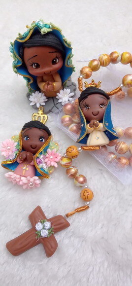 Kit Presente Nossa Senhora de Aparecida em Biscuit Mod. 2