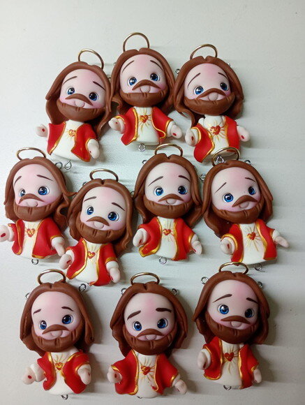 Kit Sagrado Coração de Jesus em Biscuit (kit com 4)