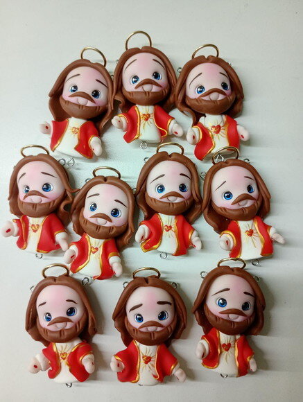 Kit Sagrado Coração de Jesus em Biscuit (kit com 4)