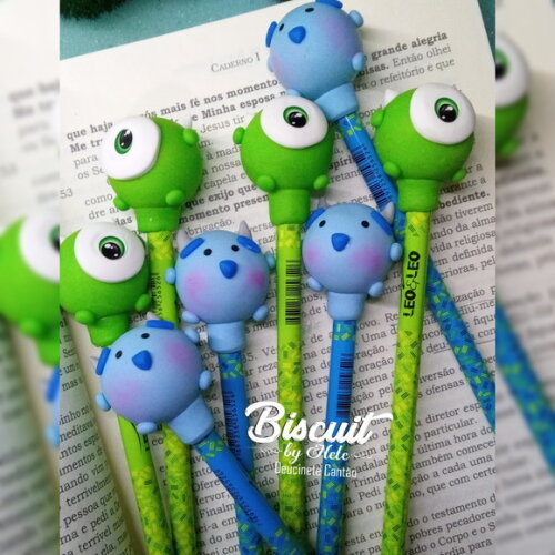 Lápis Decorado Monstros S/a Sully em Biscuit