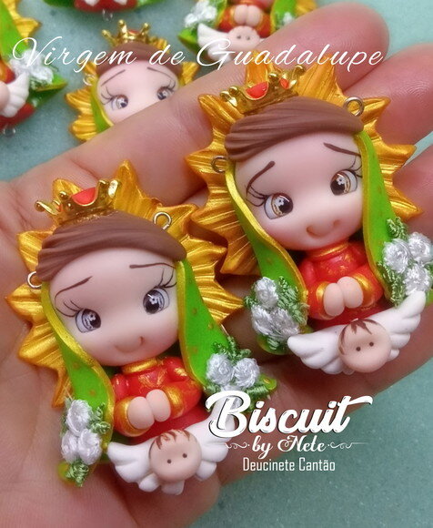 Pingentes para Terços Nossa Senhora de Guadalupe em Biscuit