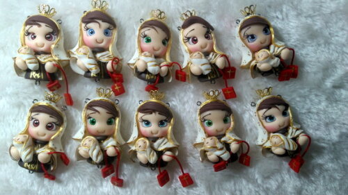 Pingentes para Terços Nossa Senhora do Carmo em Biscuit.