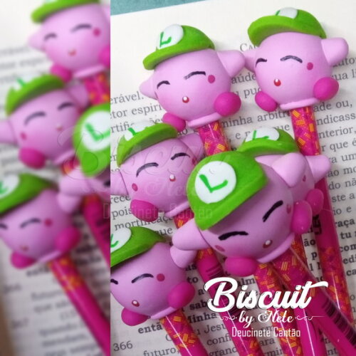 Ponteira de Lápis Turma do Mário Bros em Biscuit.