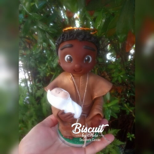 São Benedito em Biscuit com 15 cm
