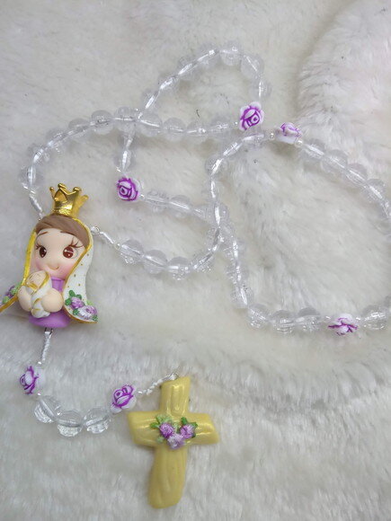 Terço de Nossa Senhora de Nazaré em Biscuit (lilás)