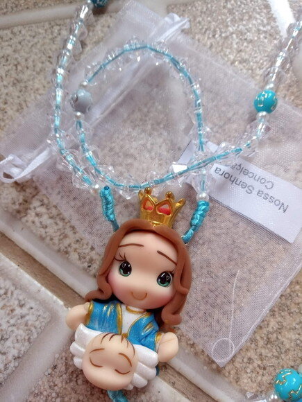 Terço Nossa Senhora da Conceição em Biscuit