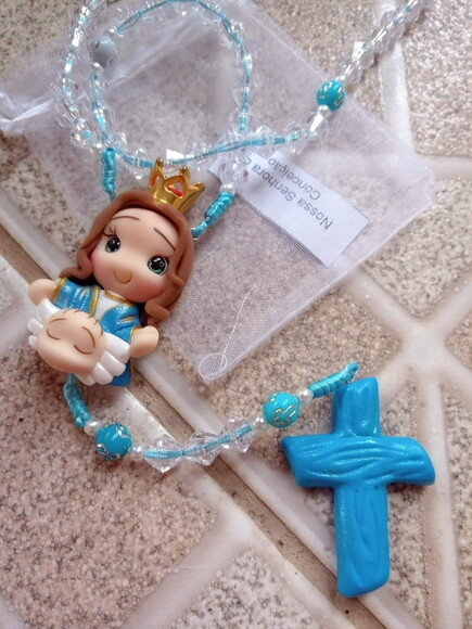 Terço Nossa Senhora da Conceição em Biscuit