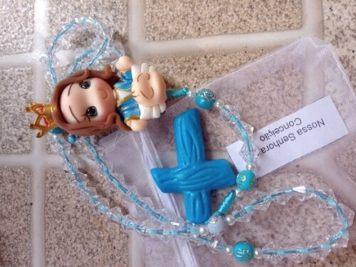 Terço Nossa Senhora da Conceição em Biscuit