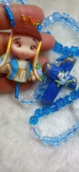 Terço Nossa Senhora das Graças em Biscuit