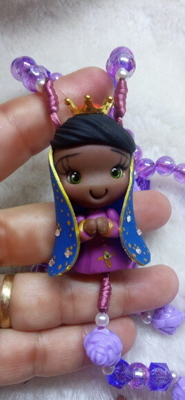 Terço Nossa Senhora de Aparecida em Biscuit