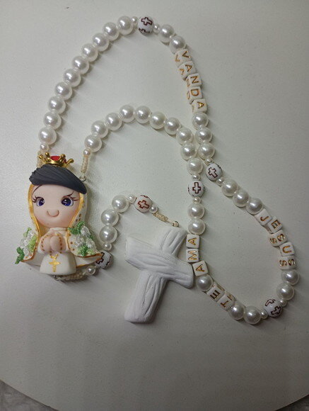 Terço Nossa Senhora de Fátima em Biscuit