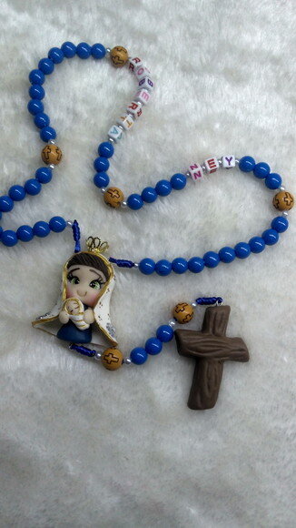 Terço Nossa Senhora de Nazaré Azul Marinho com nome