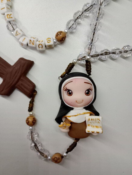 Terço Santa Teresa Benedita da Cruz em Biscuit com Nome